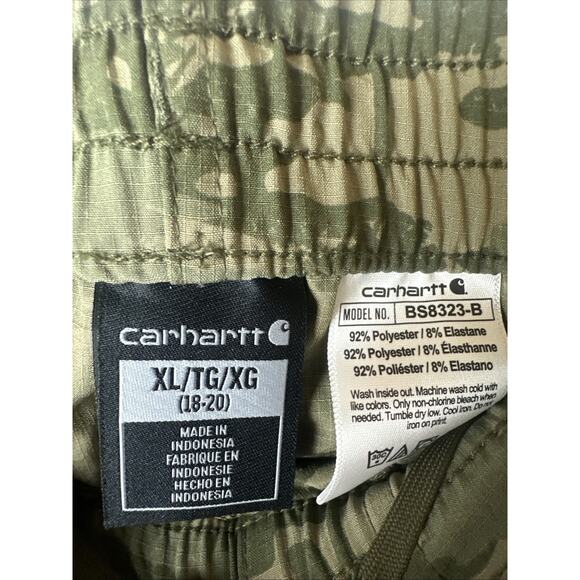 Carhartt Boys Rugged Flex Camo Work Lightweight Shorts New Size XLarge XL 18/20 - Picture 6 of 9
